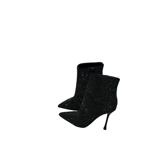 INC Women’s Black Rhinestone Ankle Boots Size 5 M 35 With Stiletto Heel - Picture 5 of 7